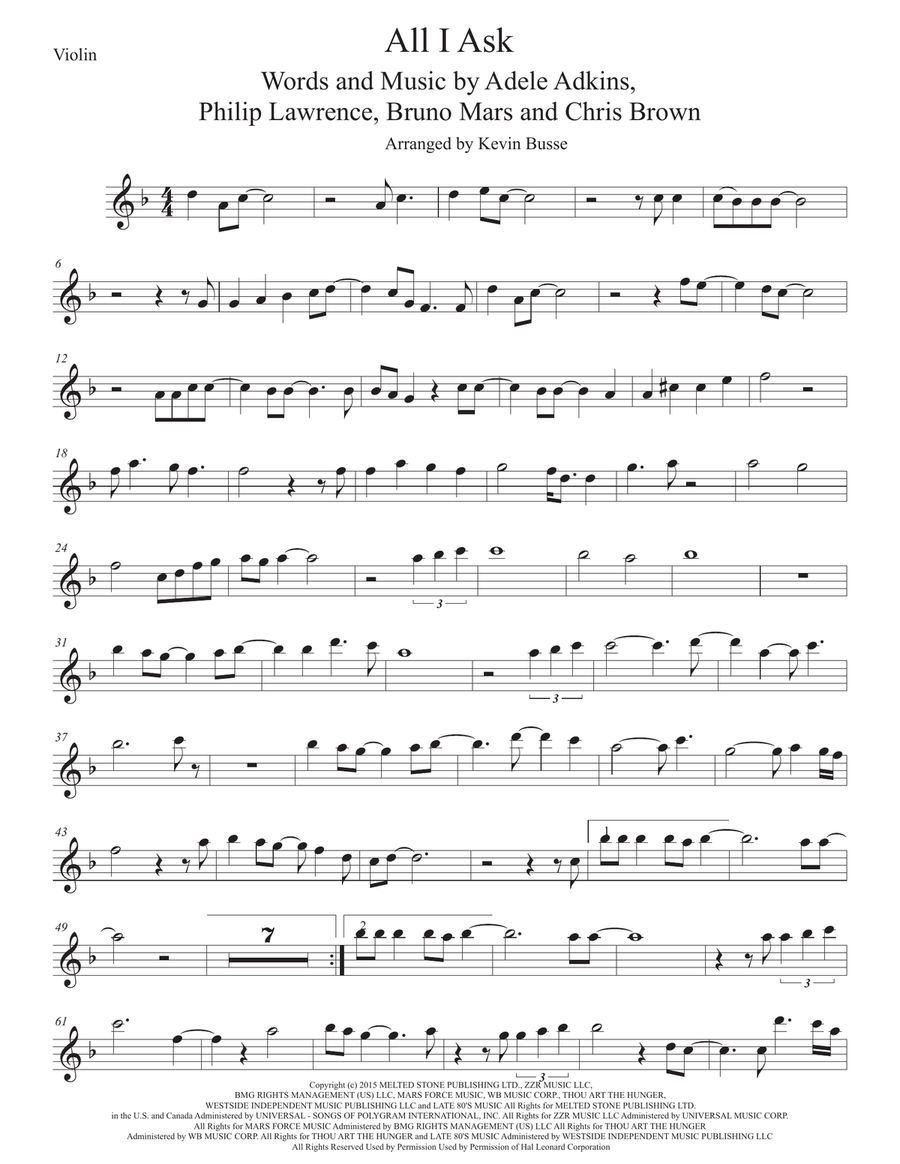 All I Ask Violin Solo scores gallery preview page 1