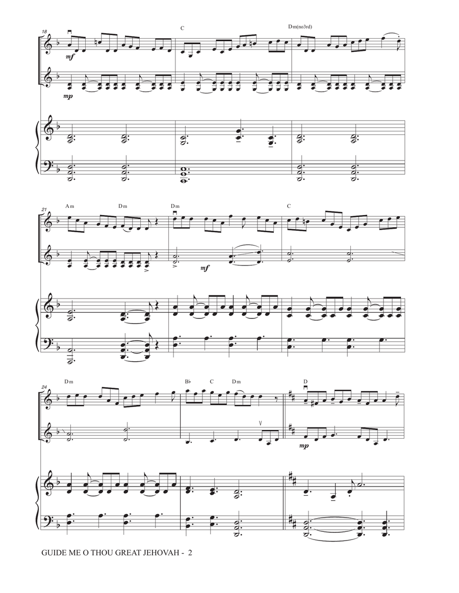 Guide Me O Thou Great Jehovah - Violin Duet String Duet scores gallery preview page 2