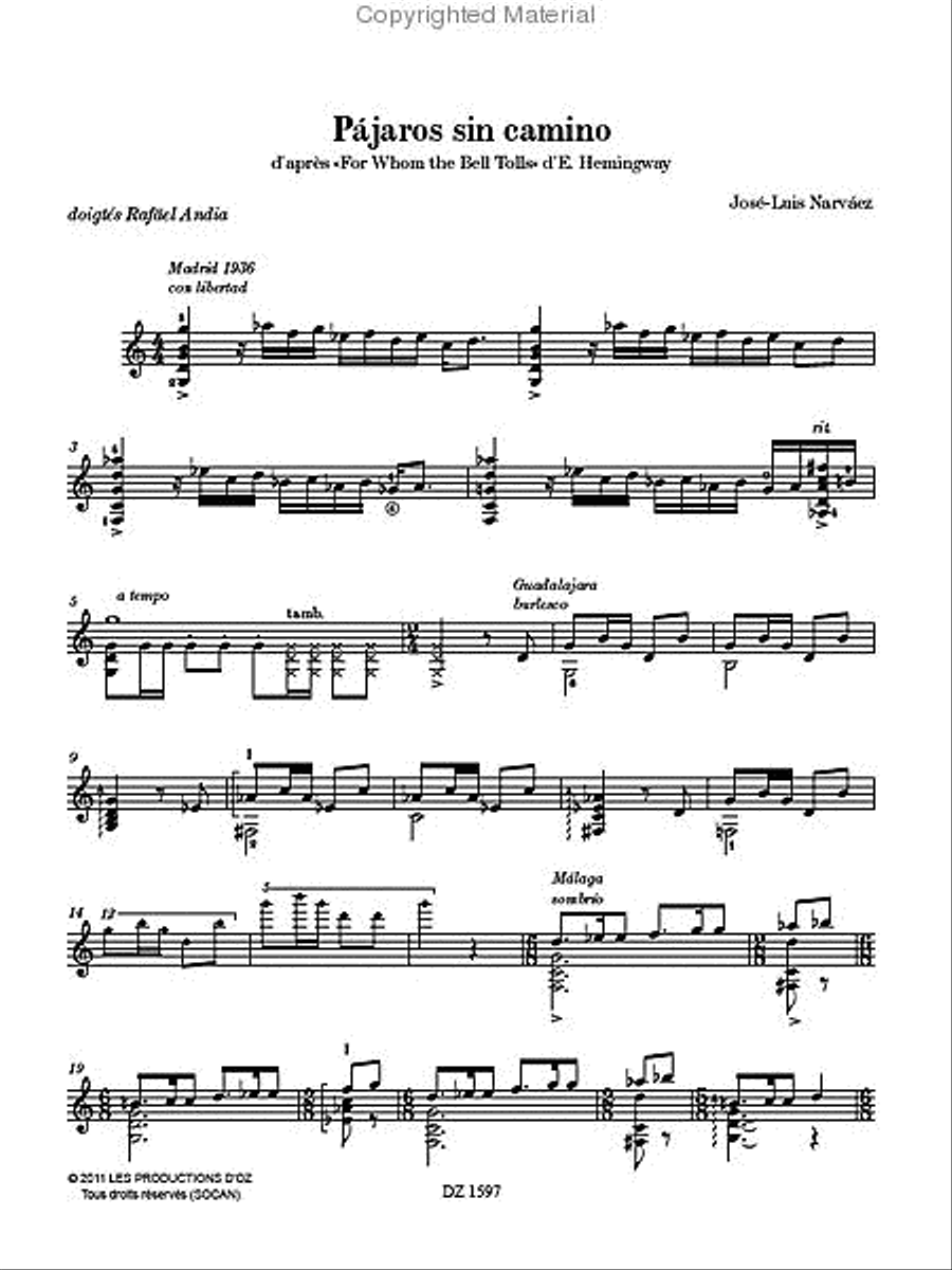 Pájaros sin camino Classical Guitar scores gallery preview page 2