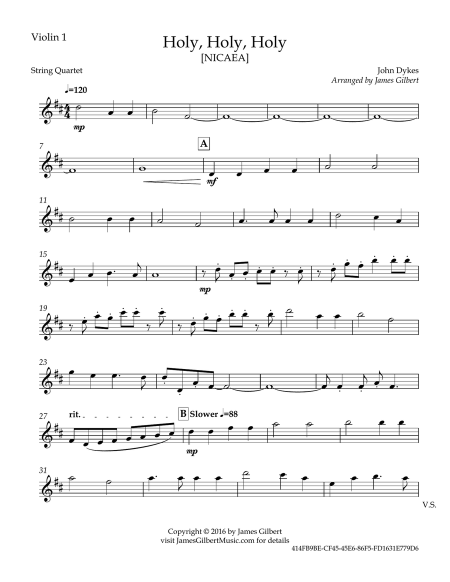 Holy, Holy, Holy String Quartet scores gallery preview page 2