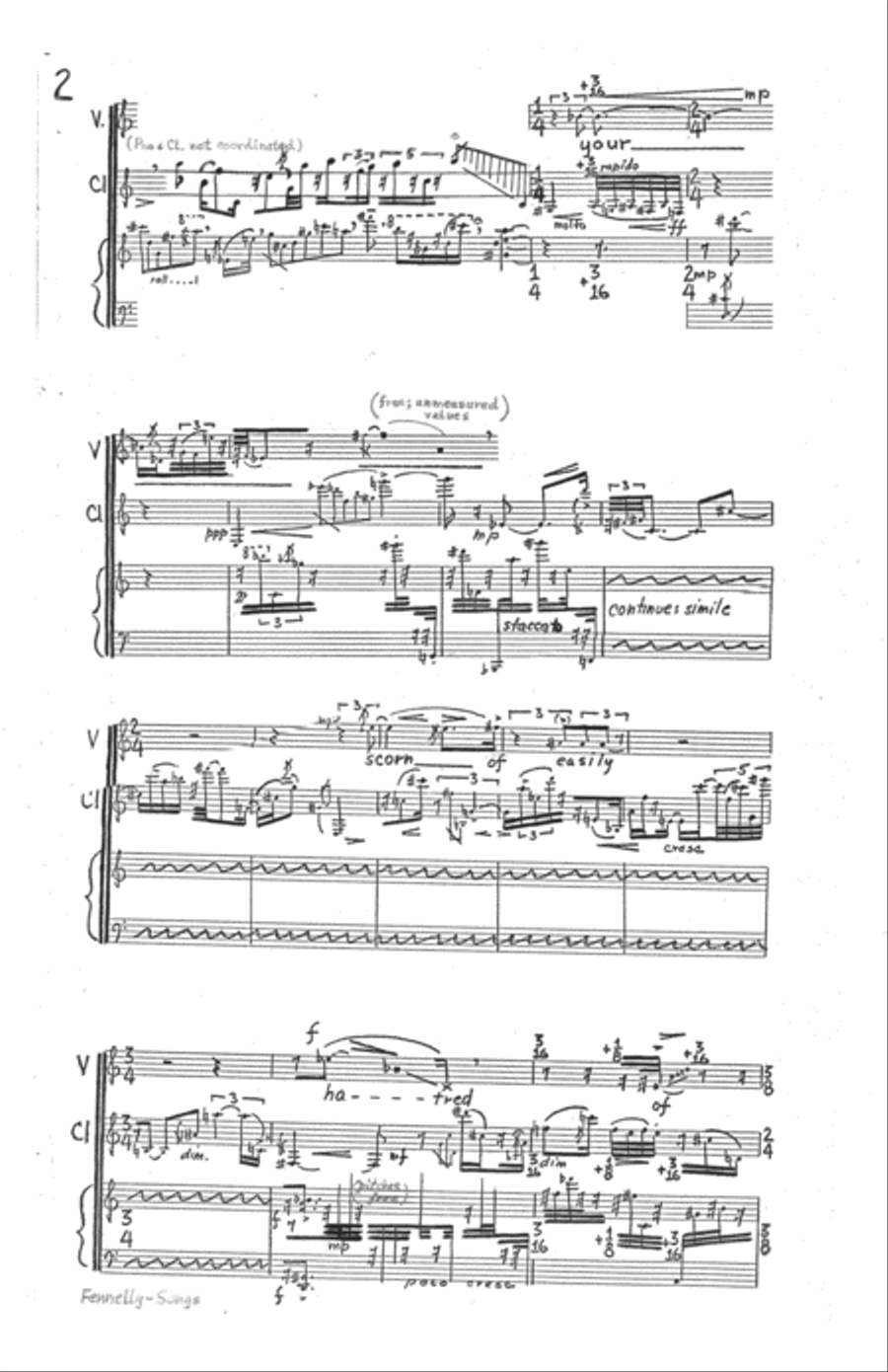 [Fennelly] Songs With Improvisation Small Ensemble scores gallery preview page 4