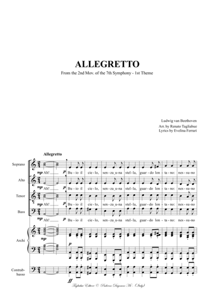ALLEGRETTO - From the 2nd Mov. of the 7th Symphony - 1st Theme - Arr. for SATB Choir and Piano (or s image number null