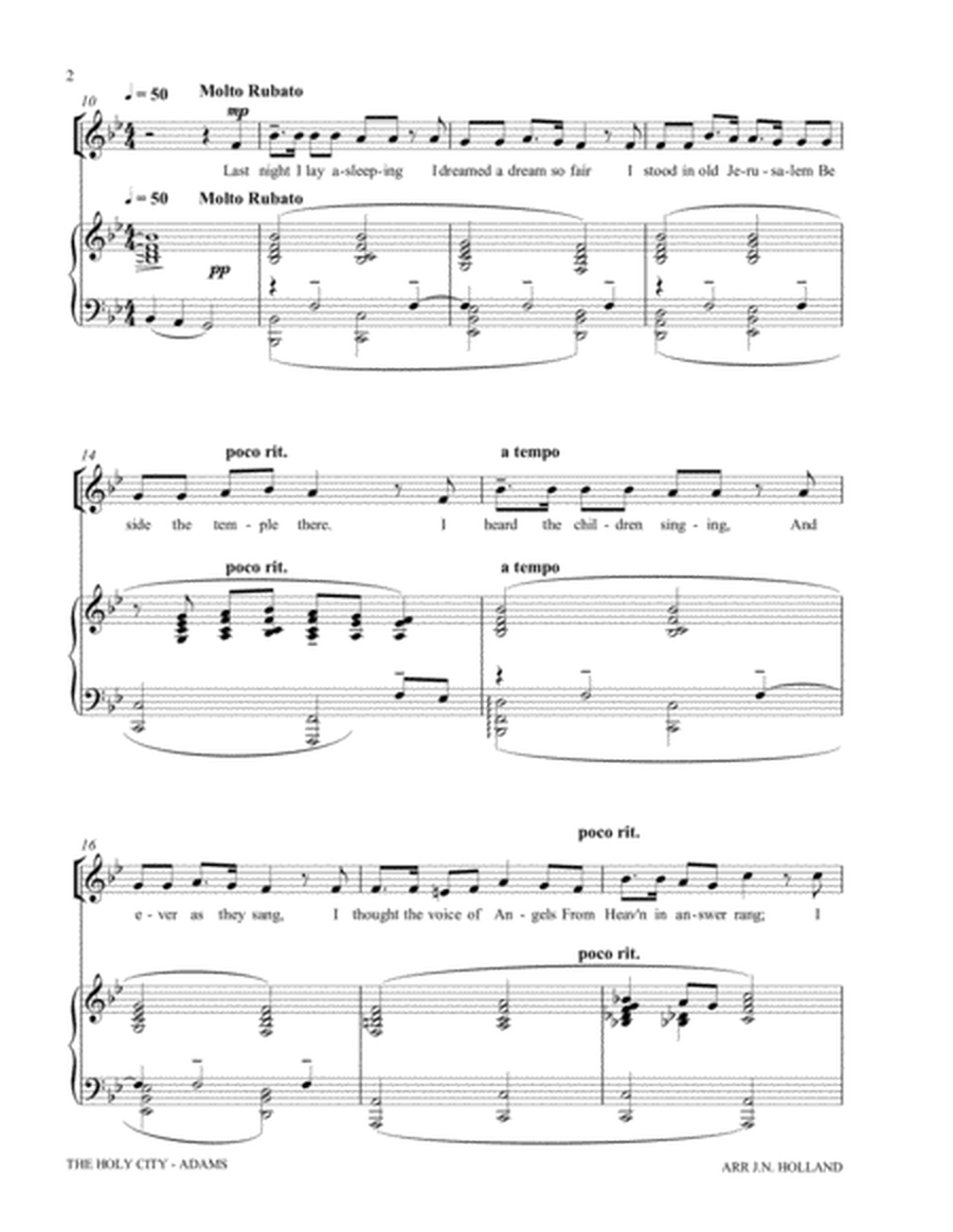 The Holy City for Mezzo Soprano Voice, SATB Chorus and Piano (Key of Bb) image number null