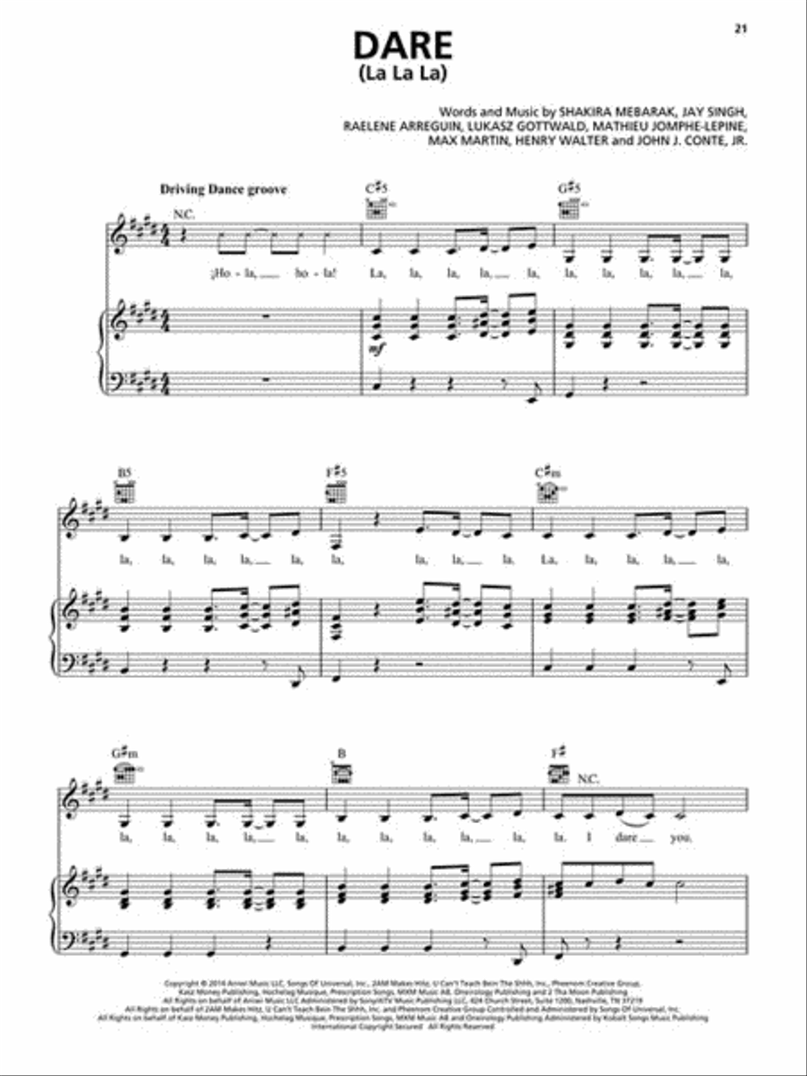 Shakira Piano, Vocal, Guitar scores gallery preview page 4