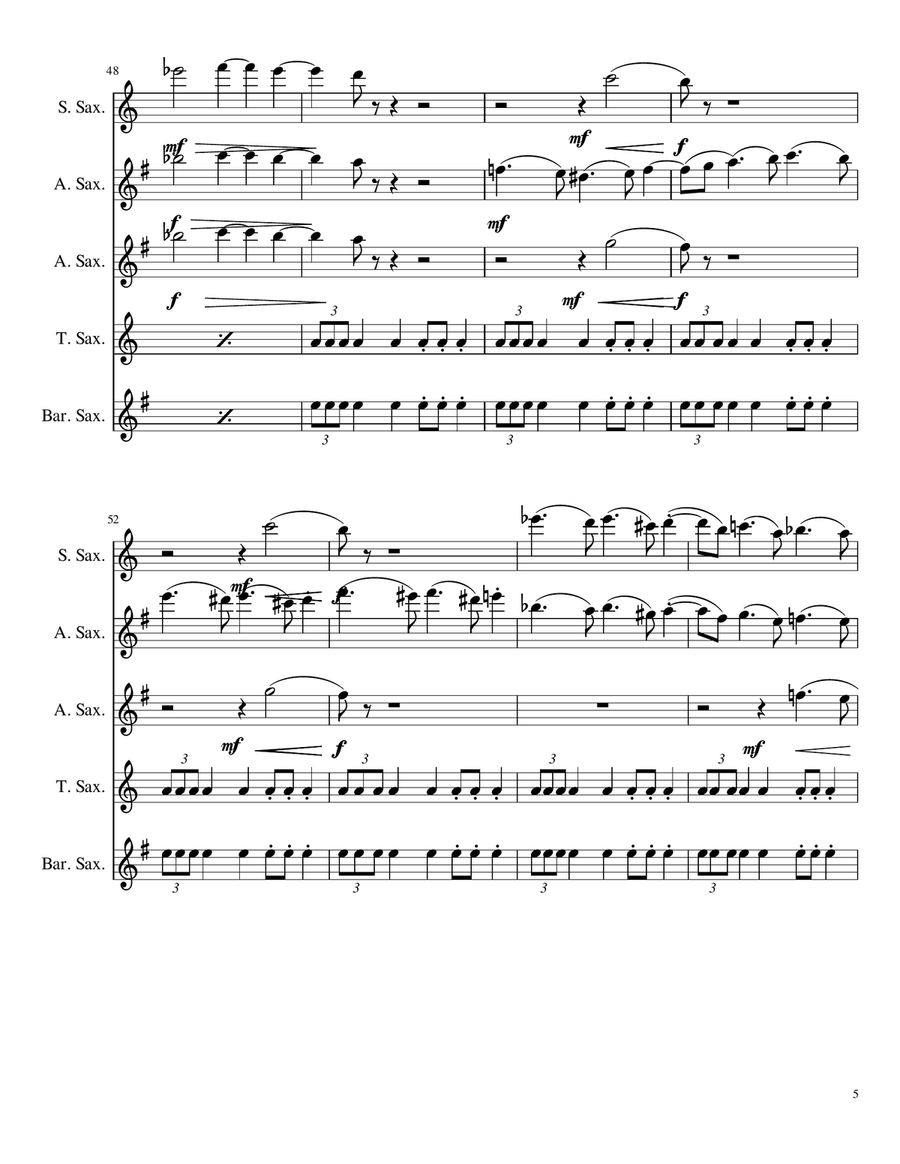 Mars, The Bringer Of War - For Saxophone Quintet Saxophone Quintet scores gallery preview page 5