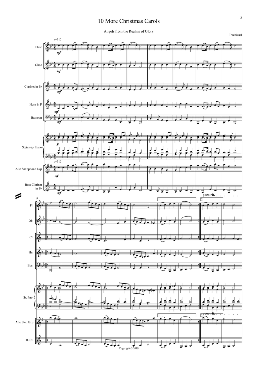 10 More Christmas Carols for Woodwind Quintet Woodwind Quintet scores gallery preview page 3