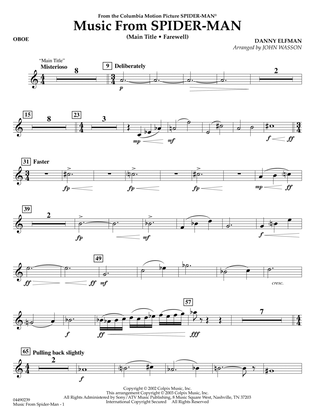 Book cover for Music from Spider-Man (arr. John Wasson) - Oboe