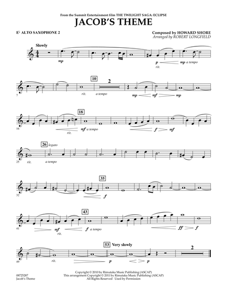 Jacob's Theme (from The Twilight Saga: Eclipse) - Eb Alto Saxophone 2