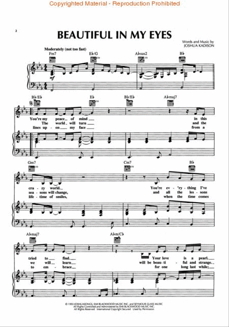 Beautiful in My Eyes Piano, Vocal, Guitar scores gallery preview page 2