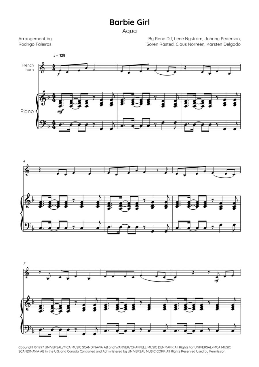 Barbie Girl Horn scores gallery preview page 1