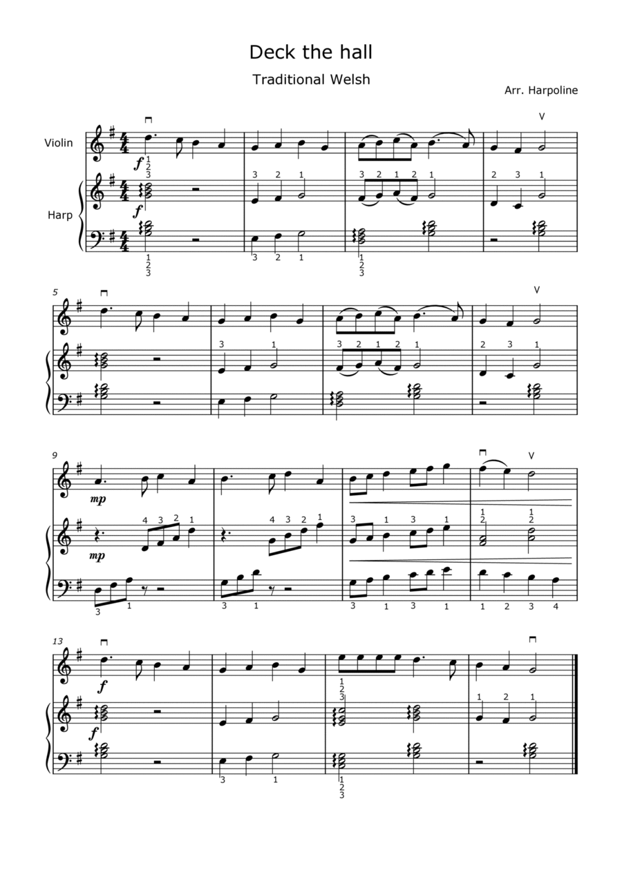 Deck the Hall String Duet scores gallery preview page 1