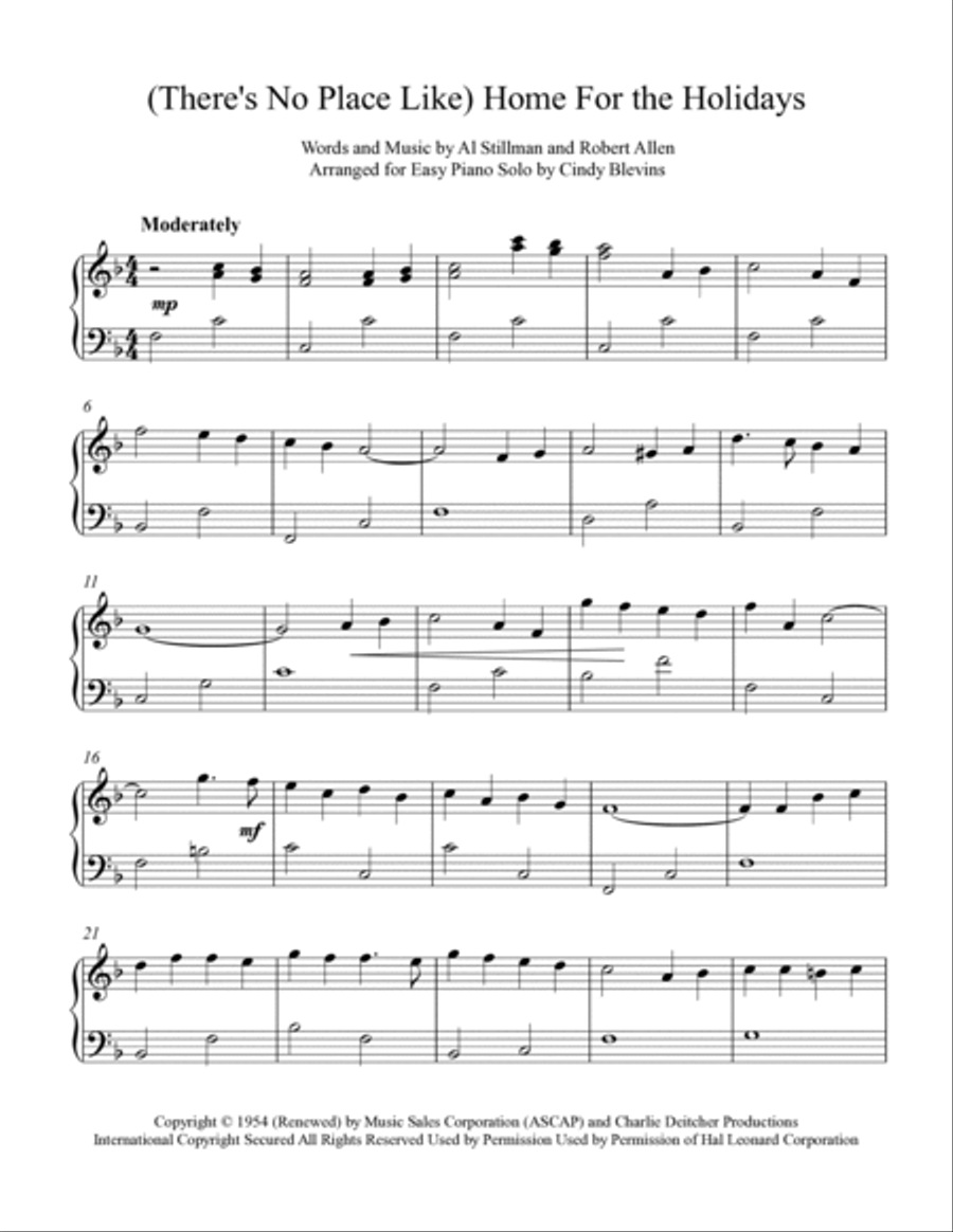 (There's No Place Like) Home For The Holidays Easy Piano scores gallery preview page 2