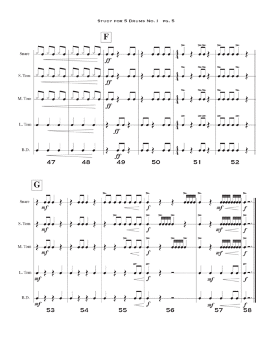 Study for 5 Drums No. 1 Study for 5 Drums No. 1 Percussion Ensemble scores gallery preview page 6