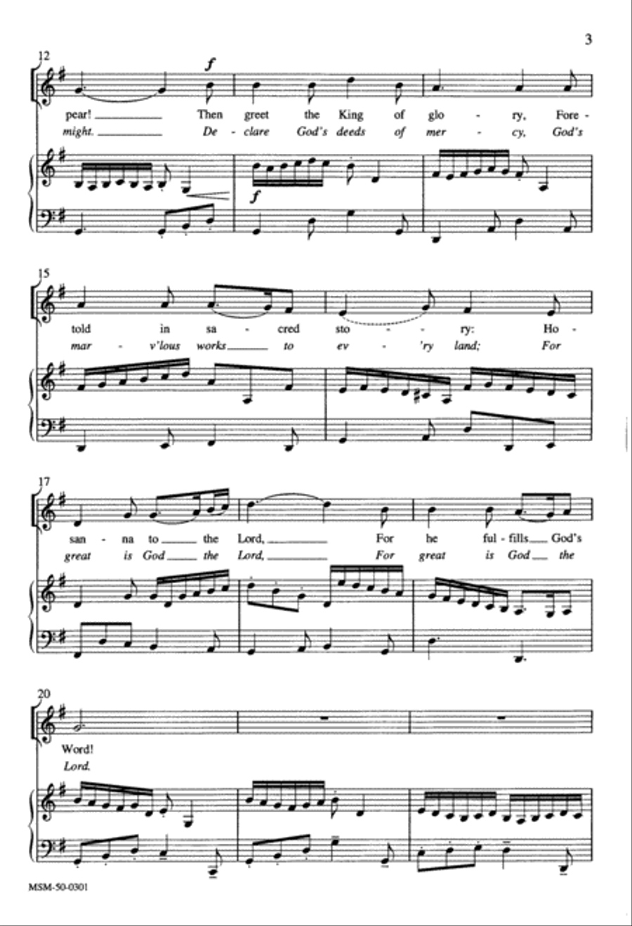 Prepare the Royal Highway Oh, Sing to God a New Song (alt. text) Unison Choir scores gallery preview page 3