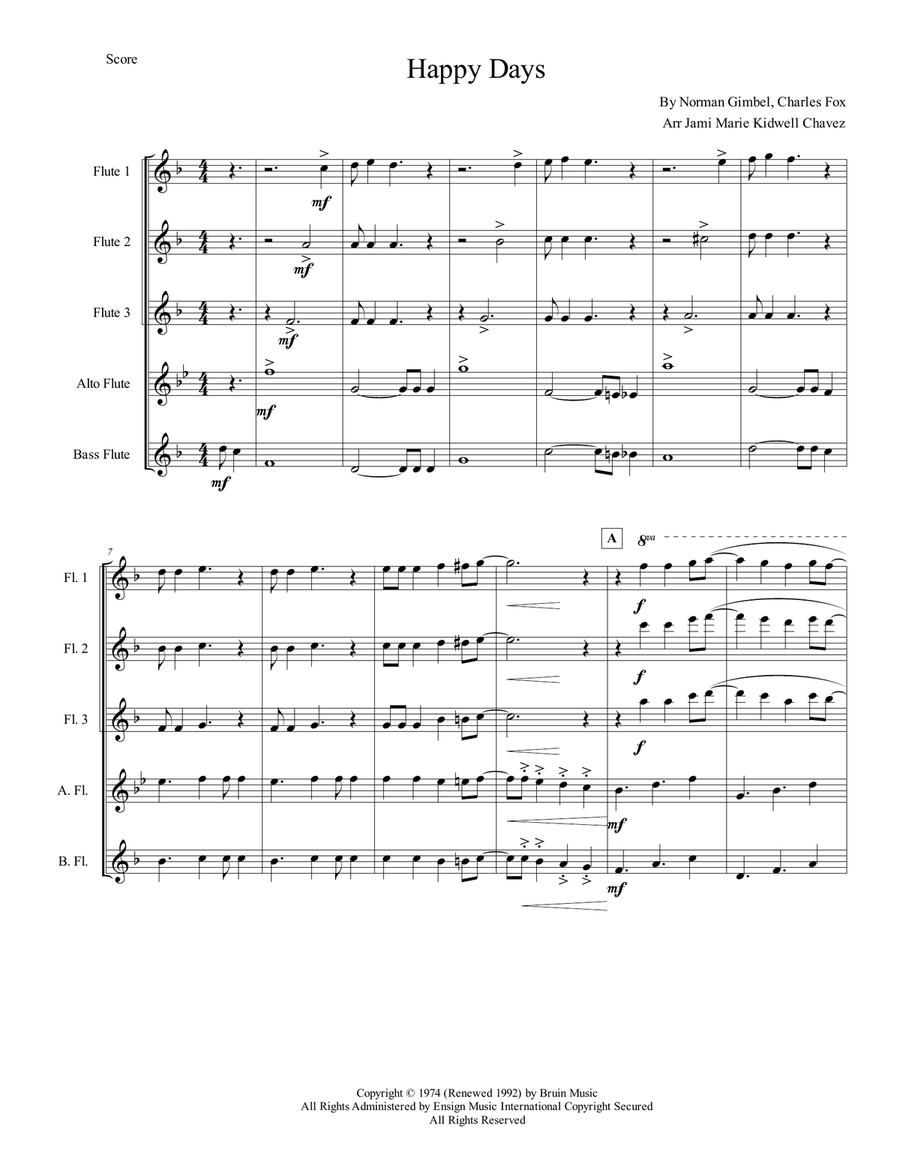 Happy Days Flute Choir scores gallery preview page 3