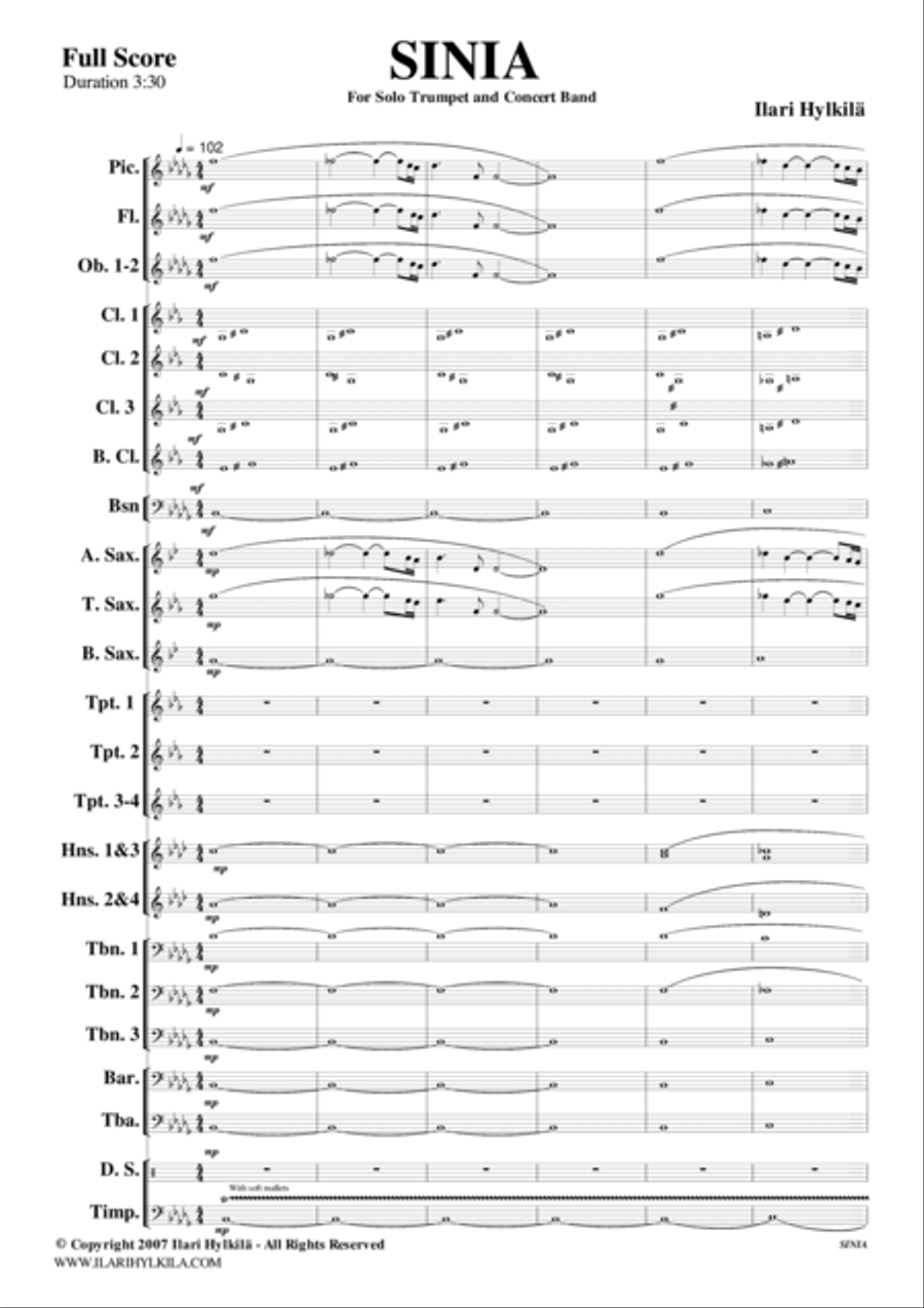 SINIA for concert band and solo trumpet Concert Band scores gallery preview page 1