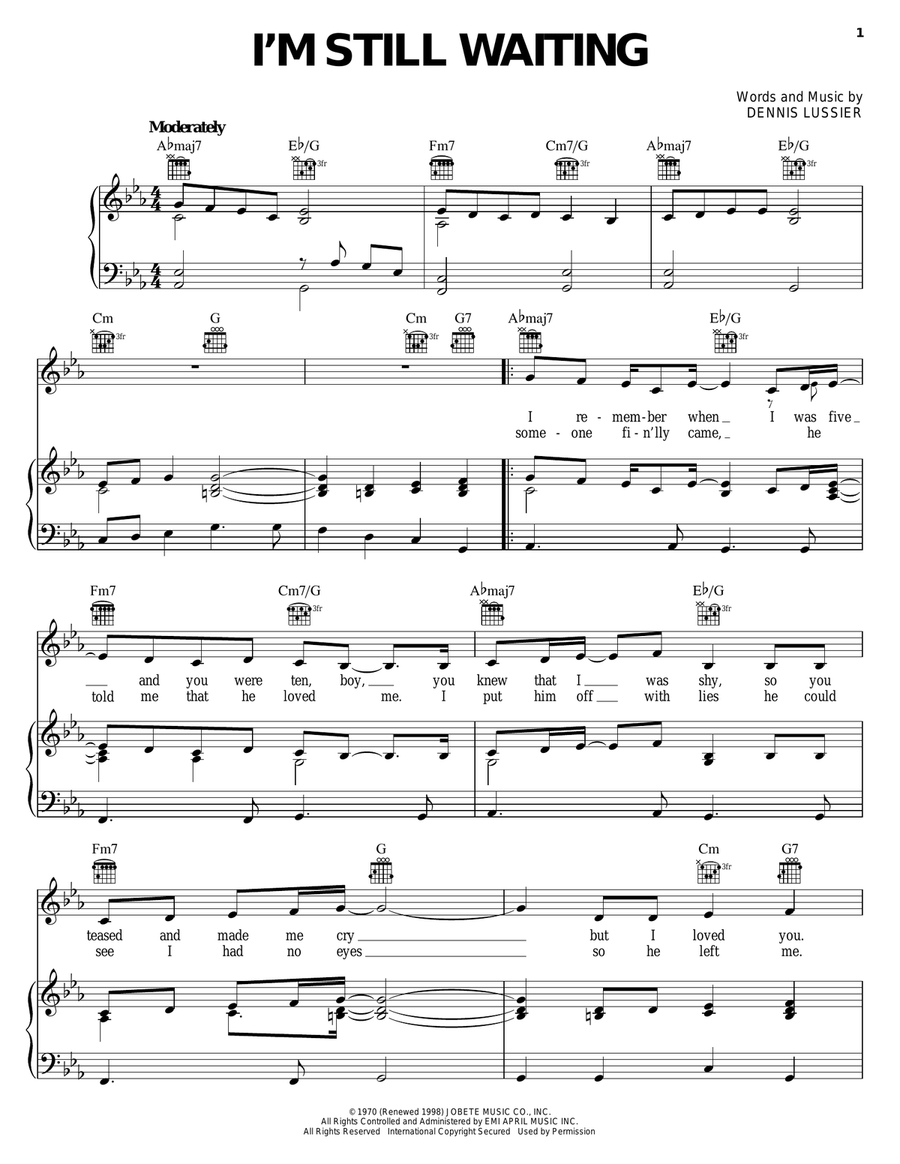 I'm Still Waiting I'm Still Waiting Piano, Vocal, Guitar scores gallery preview page 1