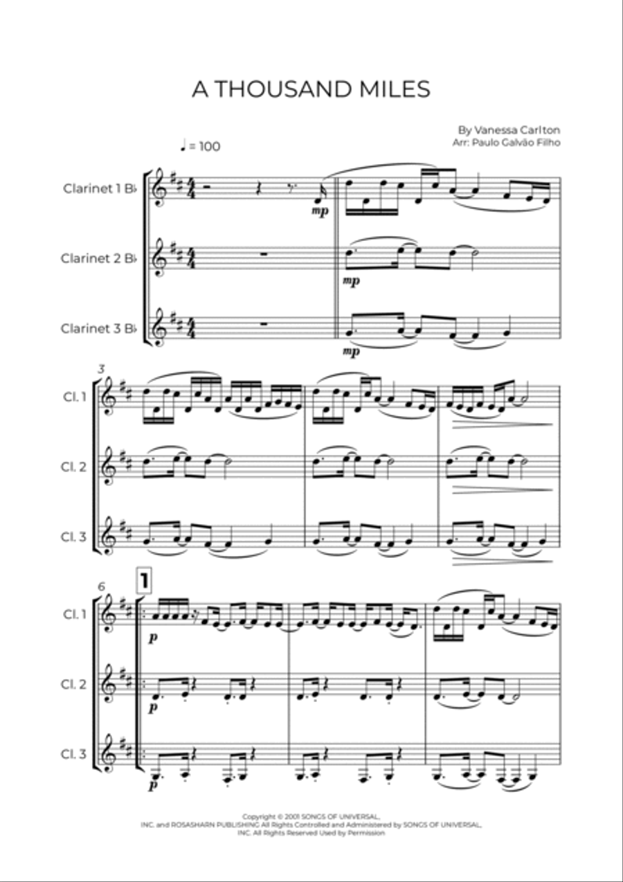 A Thousand Miles Woodwind Trio scores gallery preview page 2