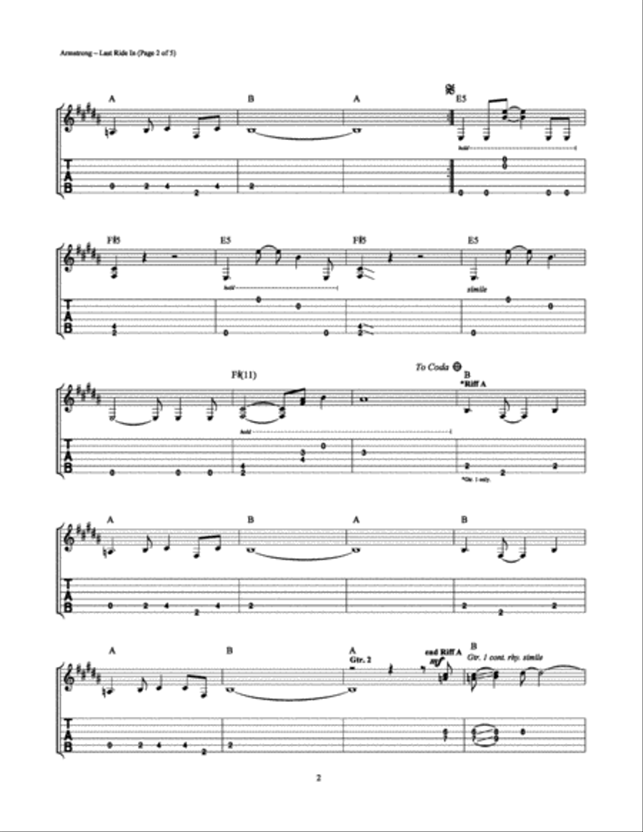 Last Ride In Electric Guitar scores gallery preview page 2