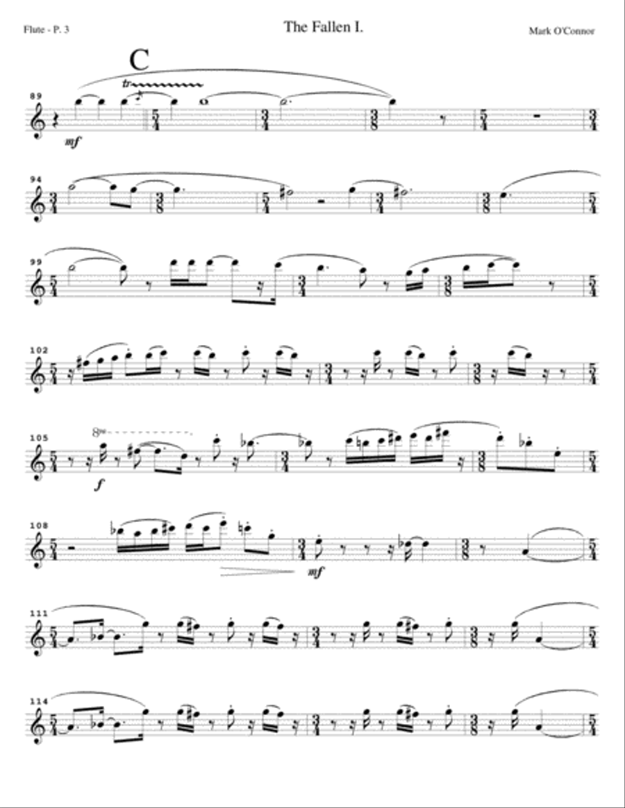 The Fallen – Flute Concerto (flute part – flute and string orchestra) Chamber Orchestra scores gallery preview page 6