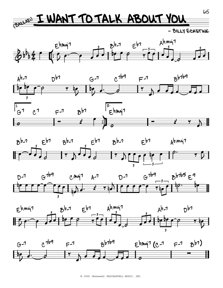 I Want To Talk About You Piano scores gallery preview page 1