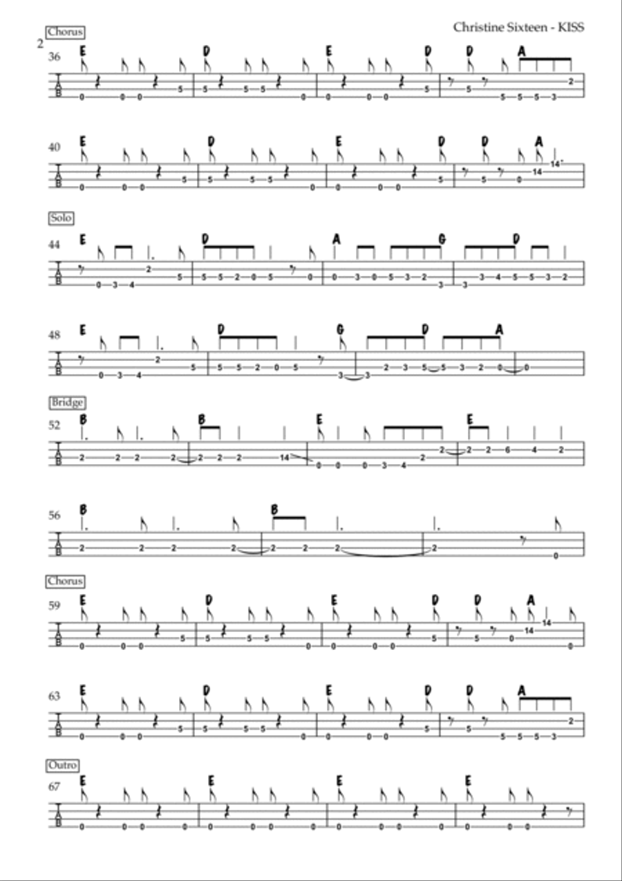 Christine Sixteen Guitar Tablature scores gallery preview page 2