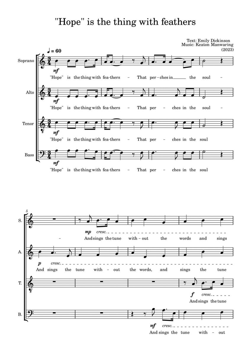 "Hope" is the thing with feathers (SATB) image number null