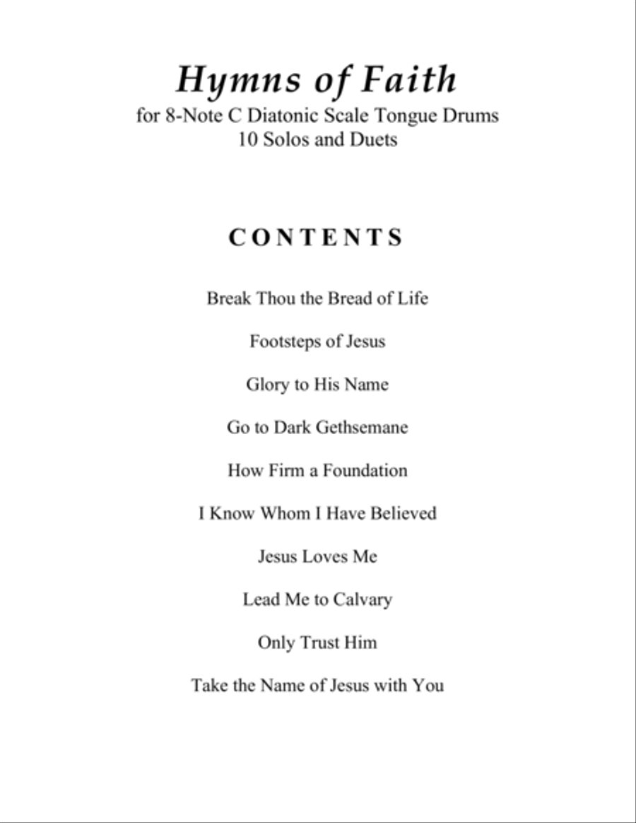 Hymns of Faith for 8-note C major diatonic scale Tongue Drums (A collection of 10 Solos and Duets) Drums scores gallery preview page 2