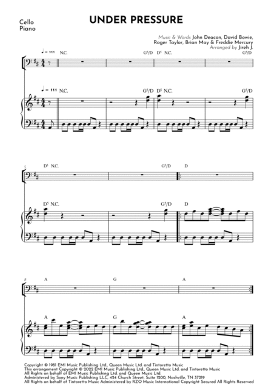 Under Pressure Piano scores gallery preview page 2