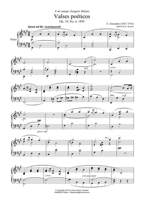Valses poeticos Op. 10, No. 6 for piano solo