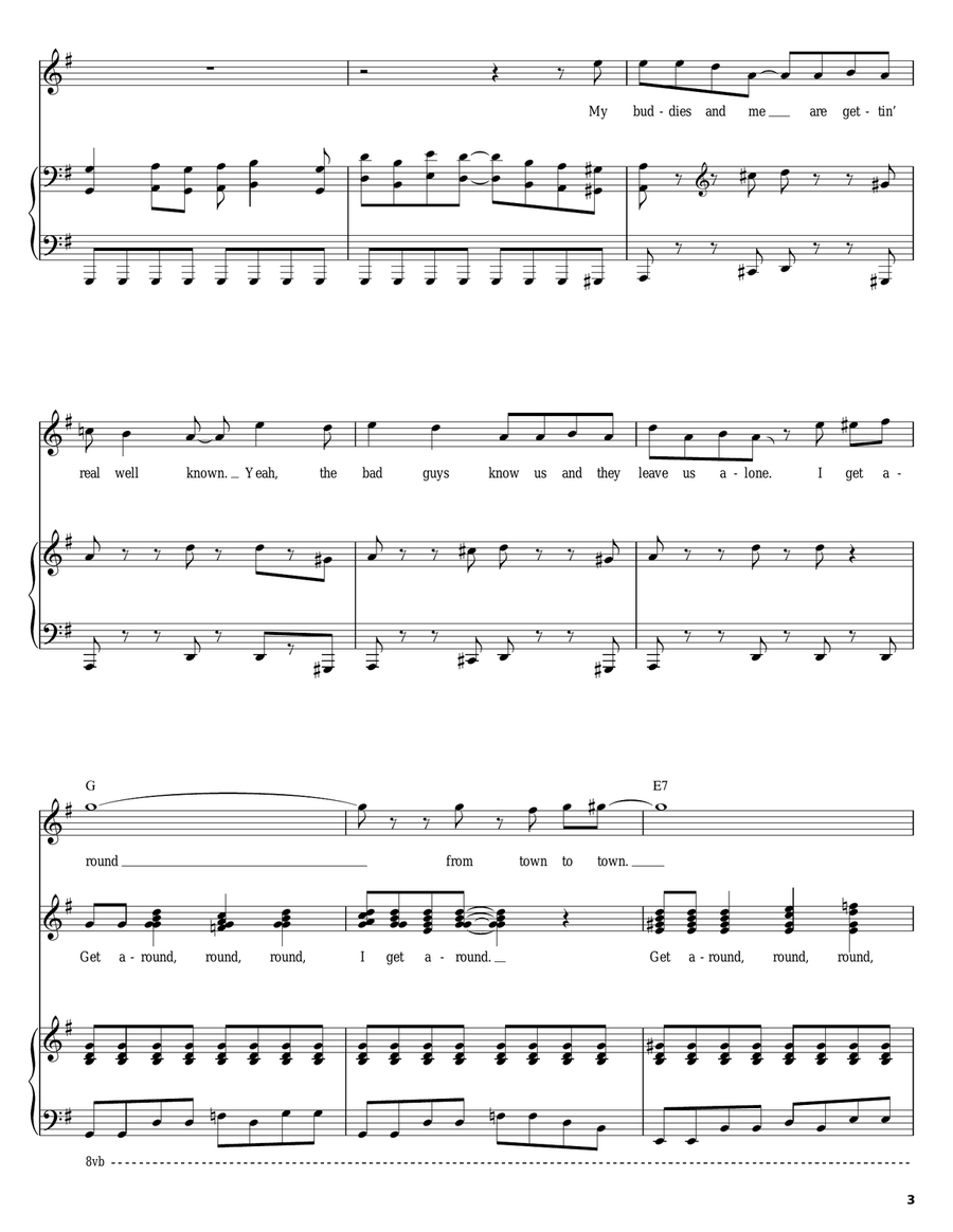 I Get Around Piano, Vocal scores gallery preview page 3