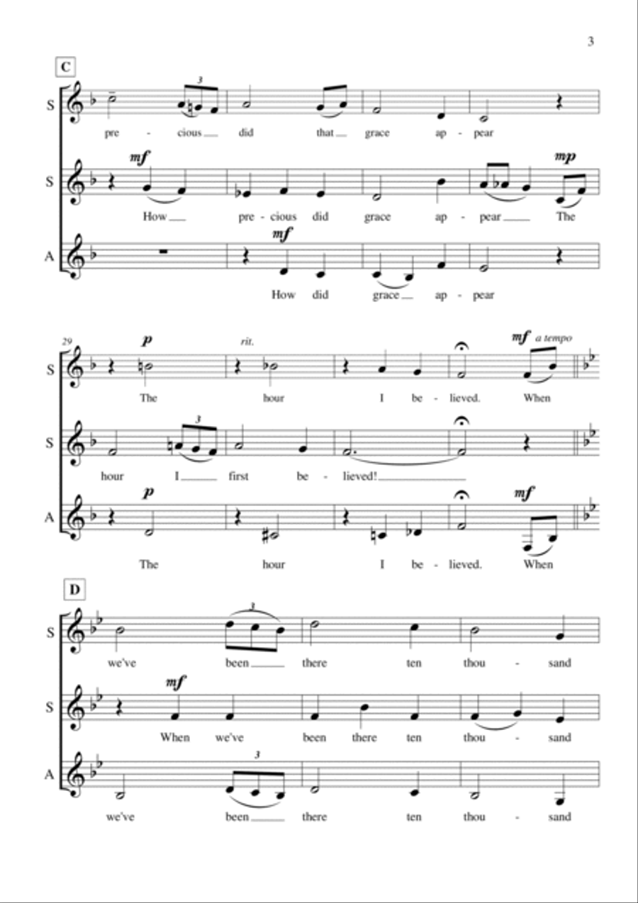 Amazing Grace (SSA a cappella) SSA scores gallery preview page 3