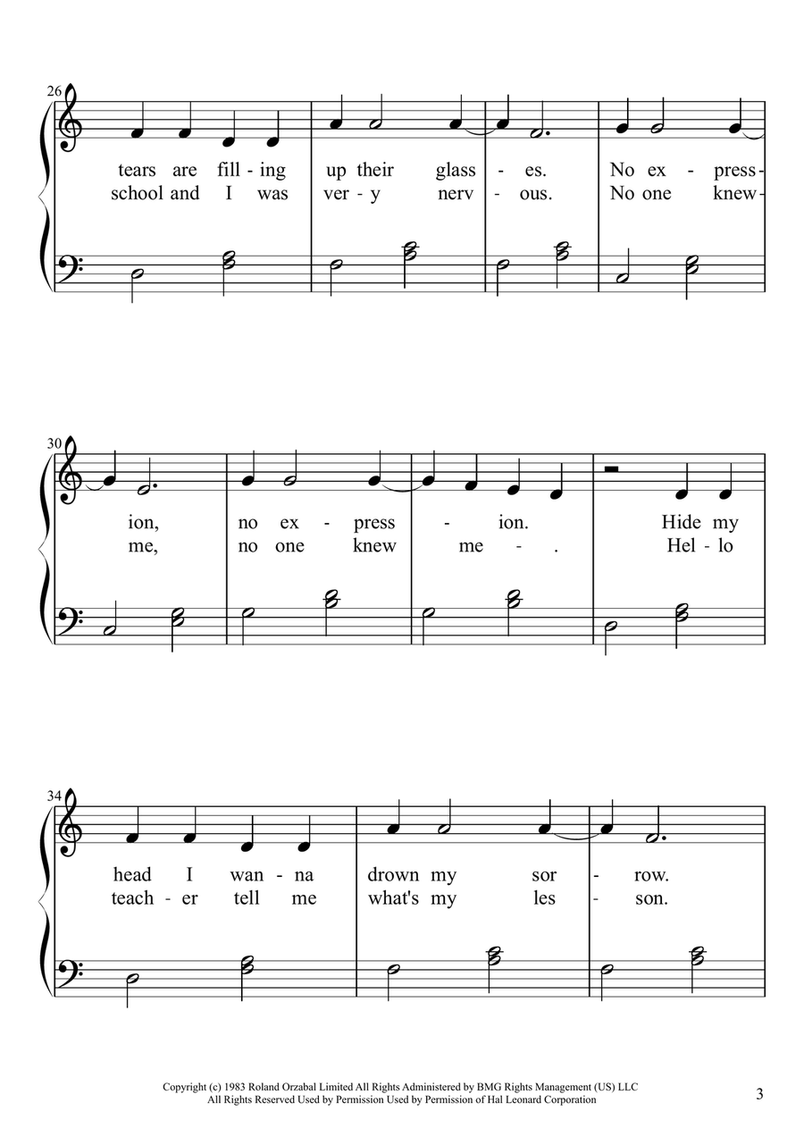 Mad World Easy Piano scores gallery preview page 3