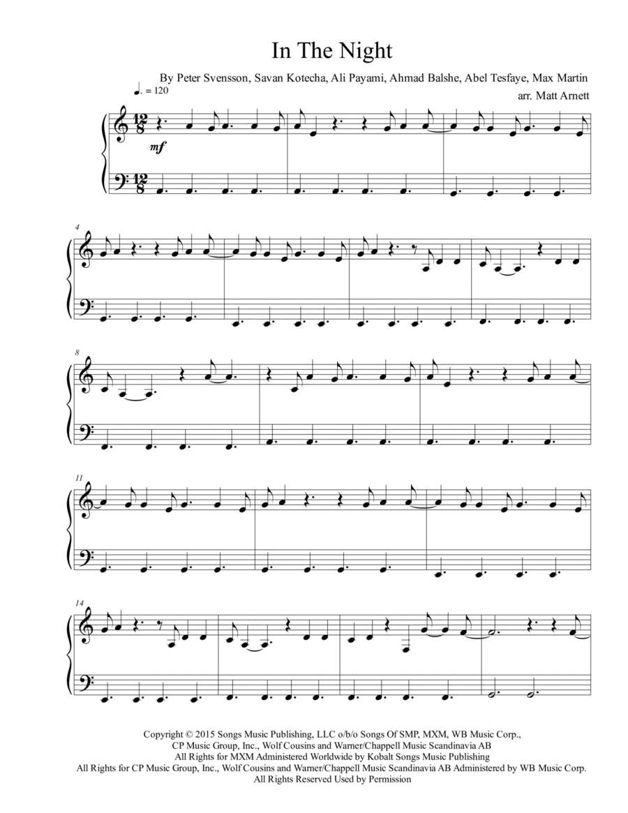In The Night In The Night Easy Piano scores gallery preview page 1
