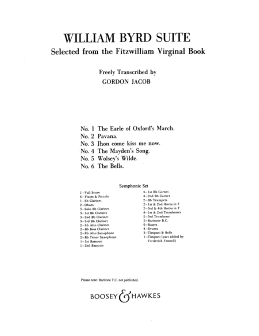 William Byrd Suite Concert Band scores gallery preview page 1
