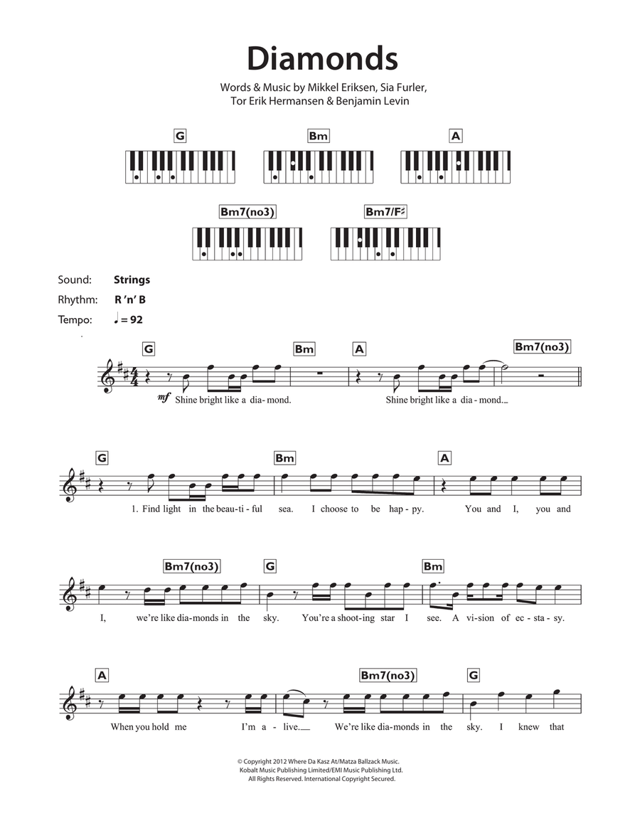 Diamonds Piano Solo scores gallery preview page 1