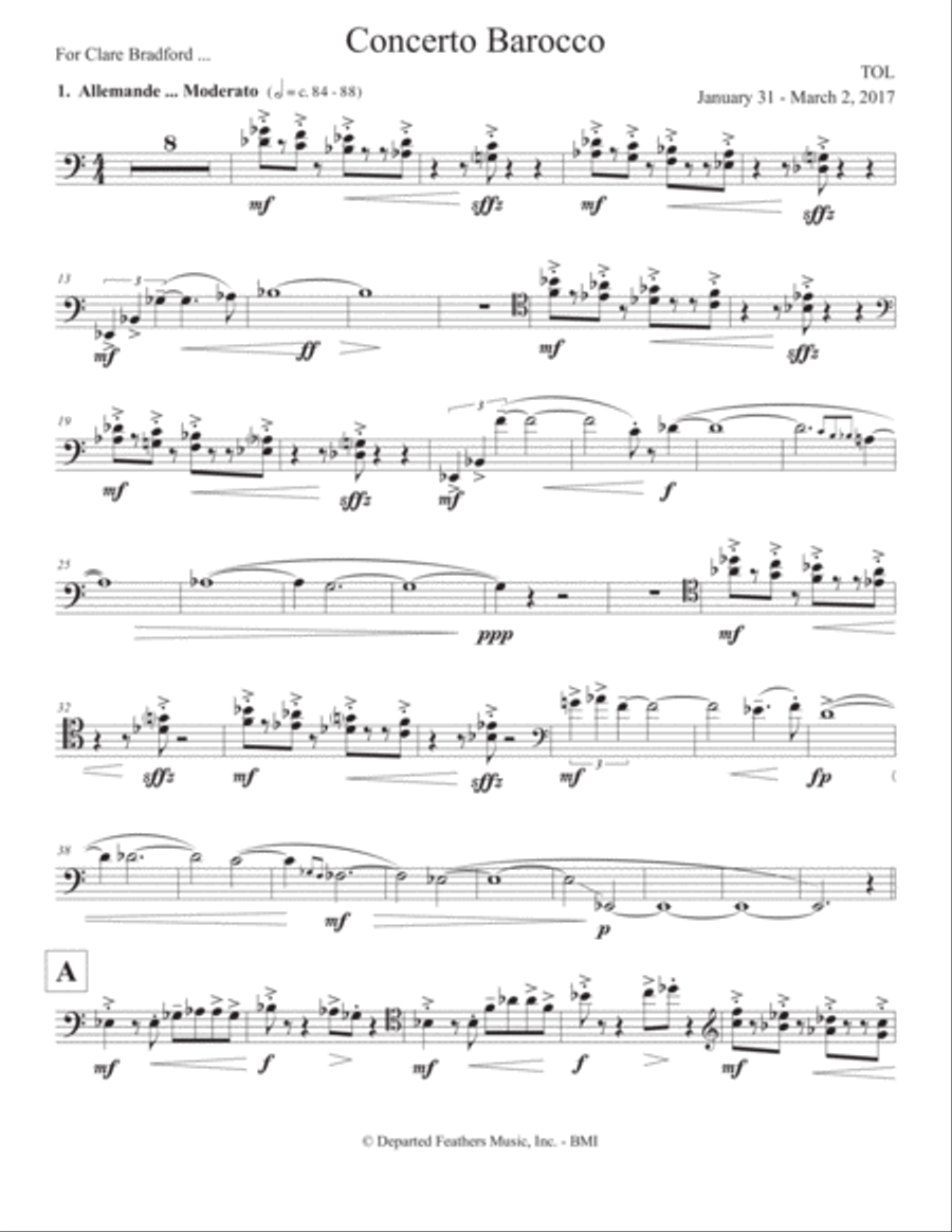 Concerto Barocco (2017) cello part Cello Solo scores gallery preview page 1