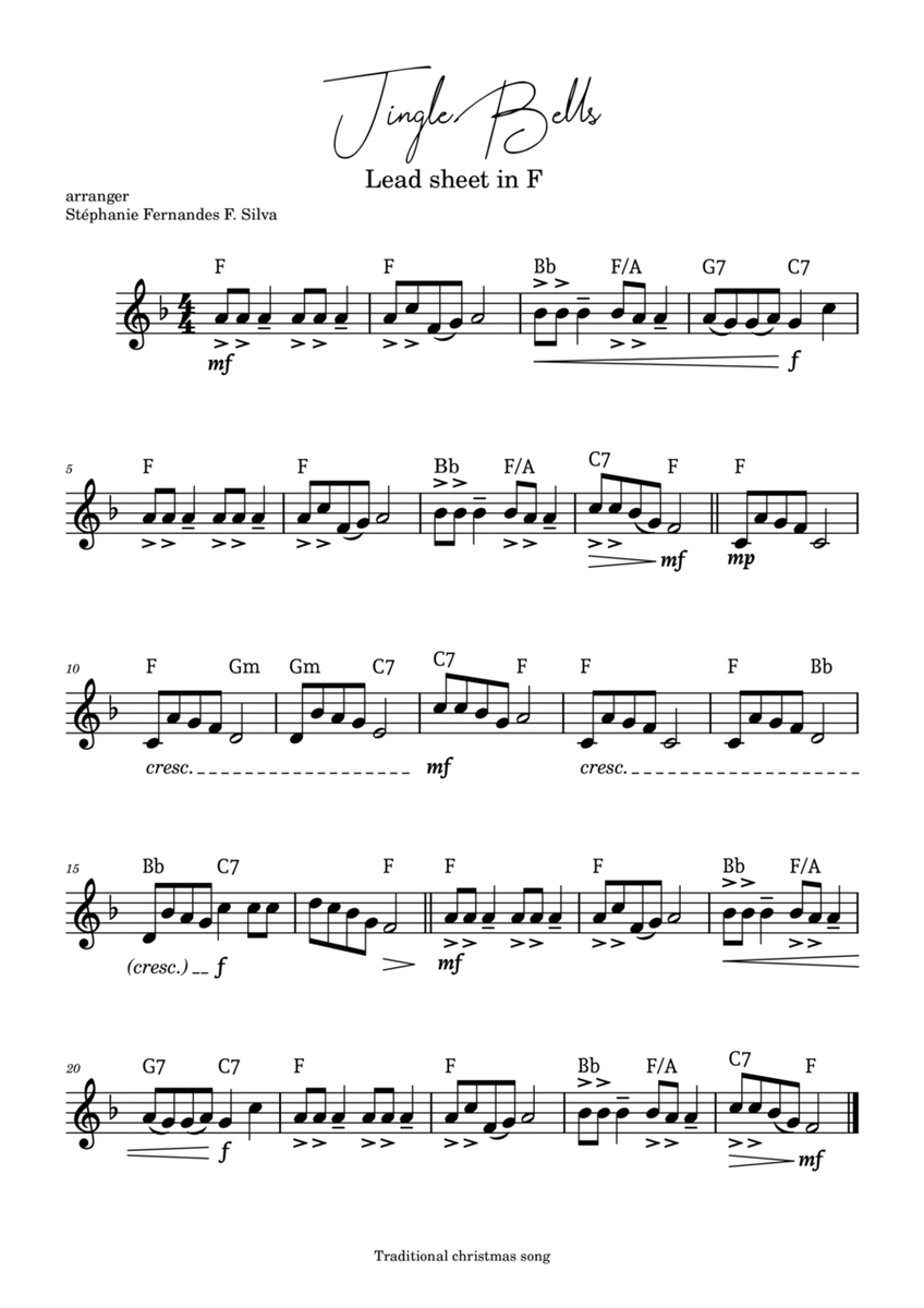 Jingle Bells - lead sheet in F image number null