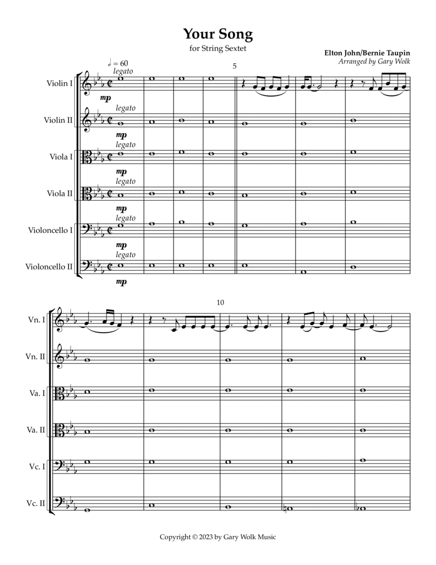 Your Song Cello scores gallery preview page 1