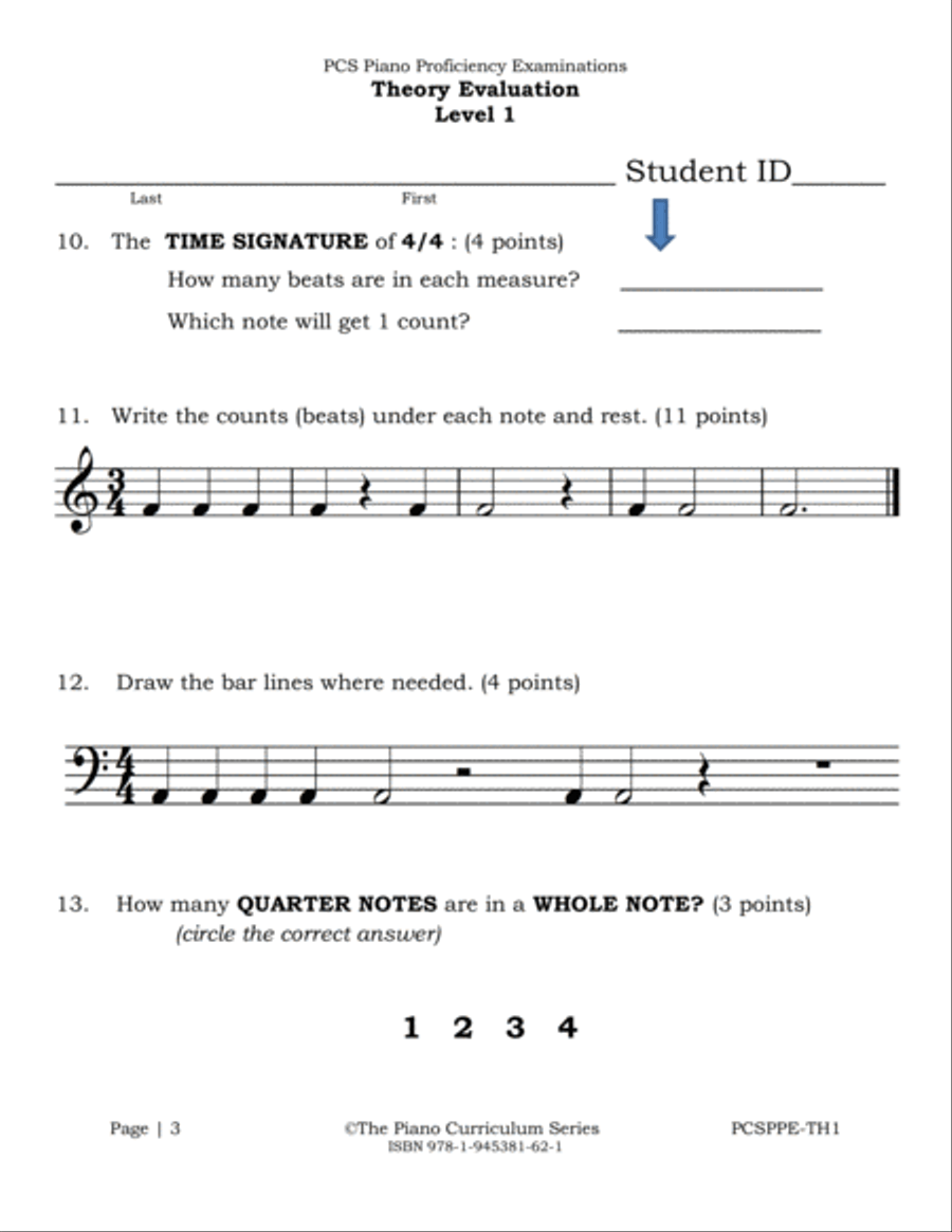 PCS Theory Evaluation-Level 1 Piano Method scores gallery preview page 4