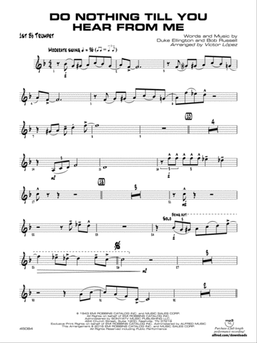 Do Nothing Till You Hear from Me: 1st B-flat Trumpet Jazz Ensemble scores gallery preview page 1