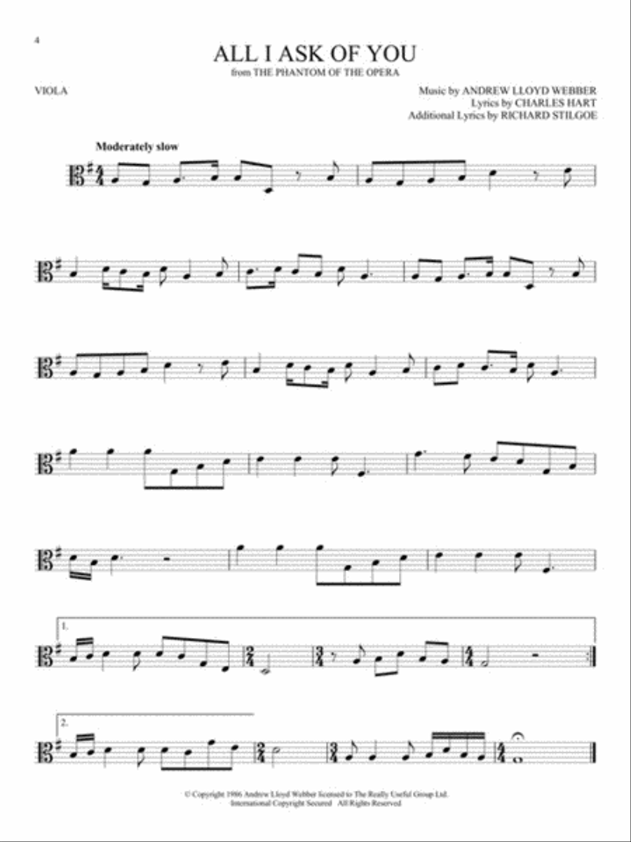 The Songs of Andrew Lloyd Webber Viola Solo scores gallery preview page 4