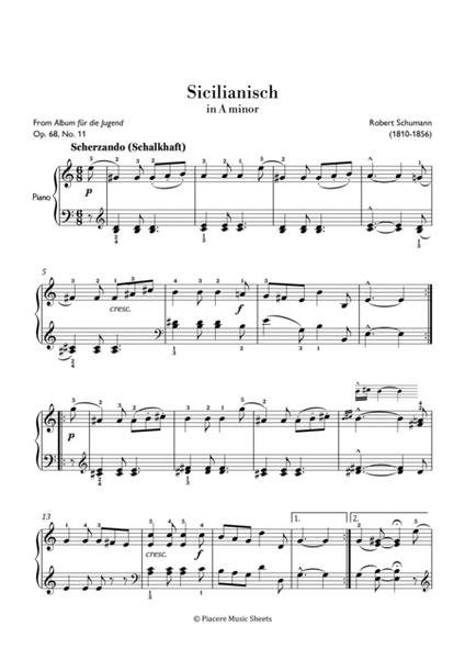 Schumann - Sicilianisch (Sicilienne) in A Minor - Intermediate image number null