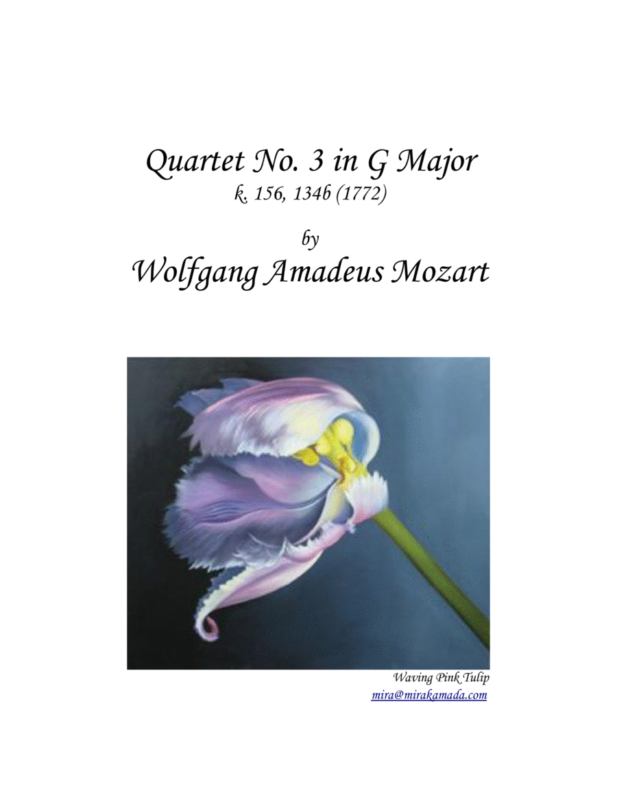 Mozart String Quartet #3 in G Major, K.156, 134b String Quartet scores gallery preview page 1