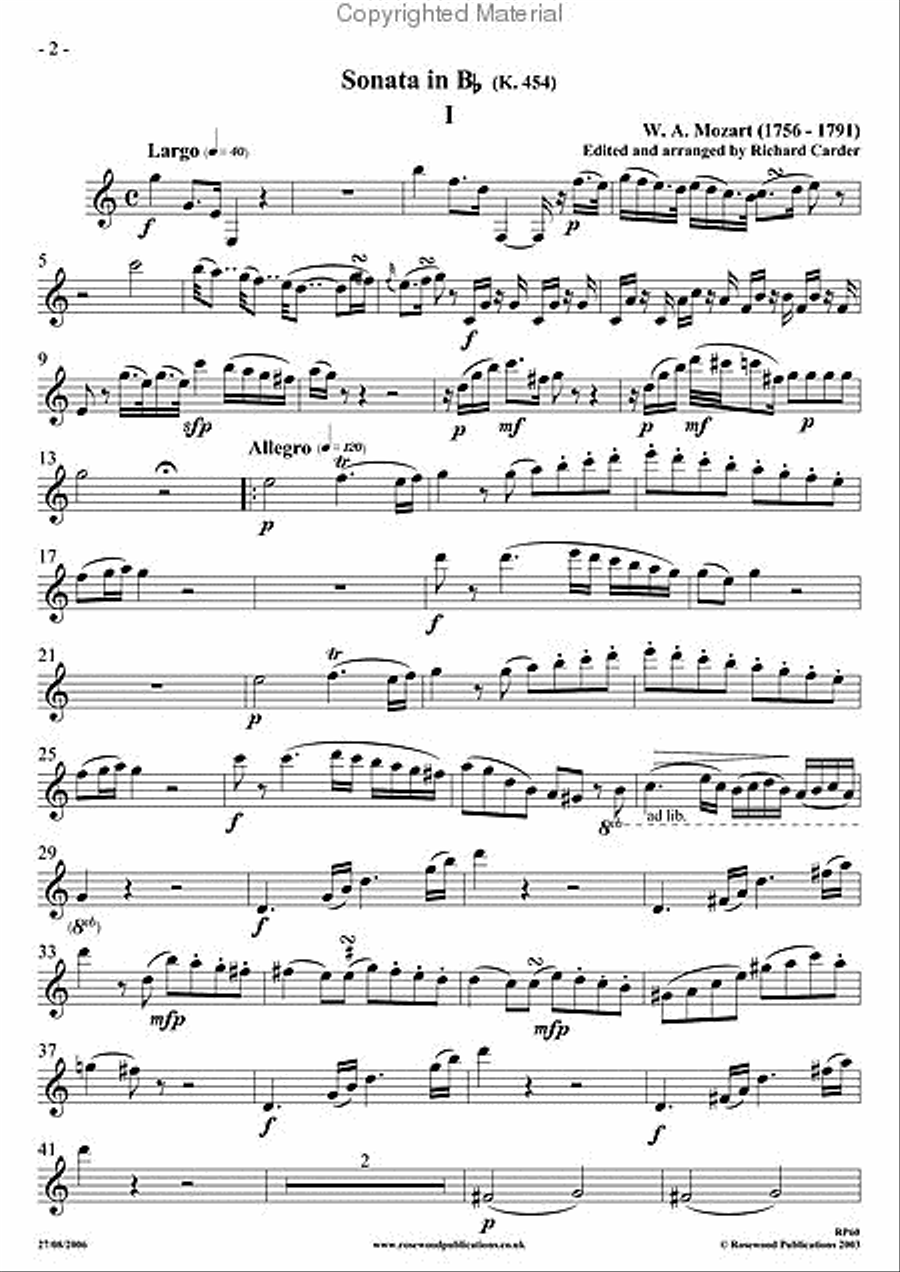 Sonata K454 Clarinet Solo scores gallery preview page 3