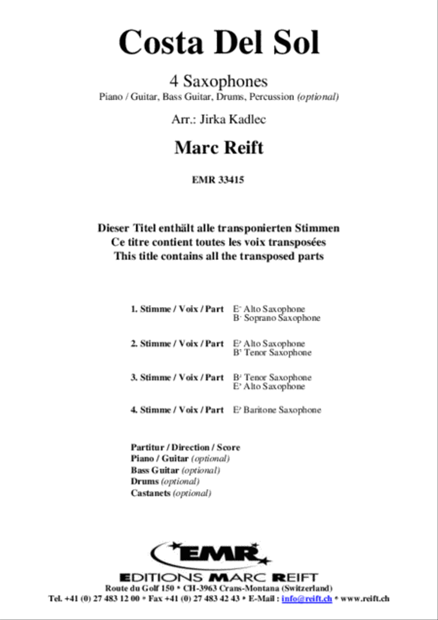 Costa Del Sol Saxophone Ensemble scores gallery preview page 2