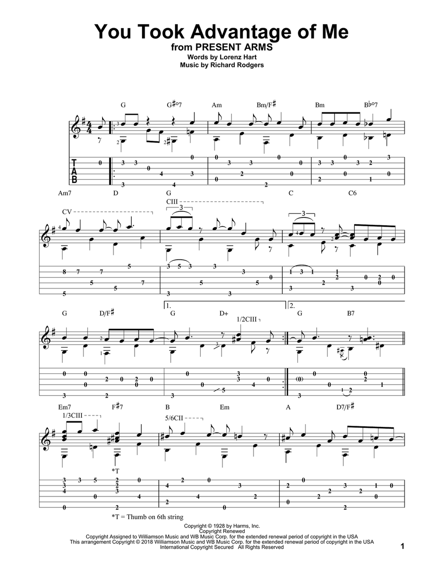 You Took Advantage Of Me Guitar Solo scores gallery preview page 1