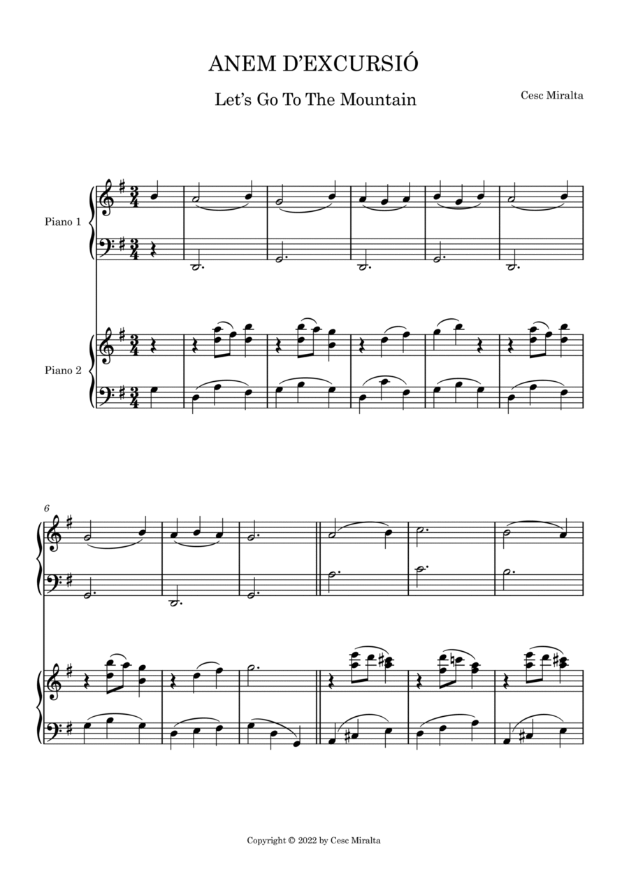 ANEM D'EXCURSIO Pno Duet Easy Piano scores gallery preview page 1