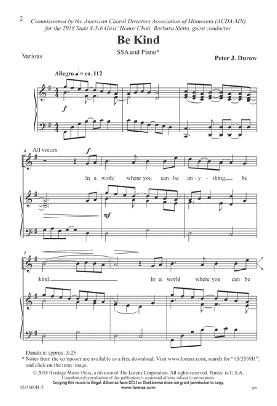 Be Kind SSA scores gallery preview page 2