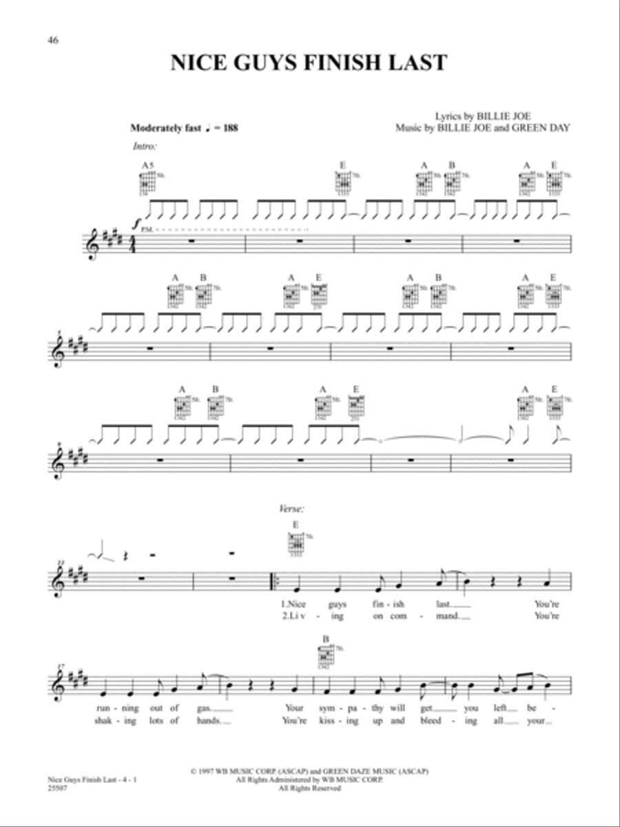 Nice Guys Finish Last Easy Guitar scores gallery preview page 1